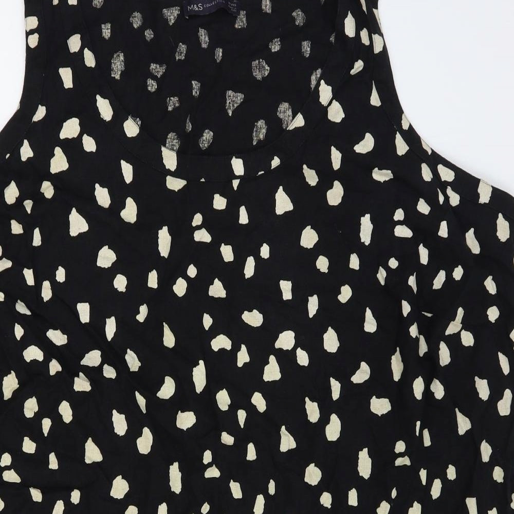 Marks and Spencer Womens Black Geometric Polyester Shift Size 18 Scoop Neck Pullover