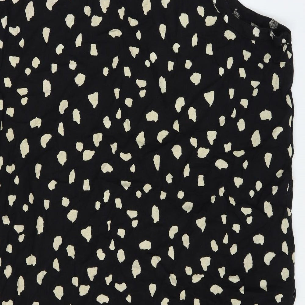 Marks and Spencer Womens Black Geometric Polyester Shift Size 18 Scoop Neck Pullover