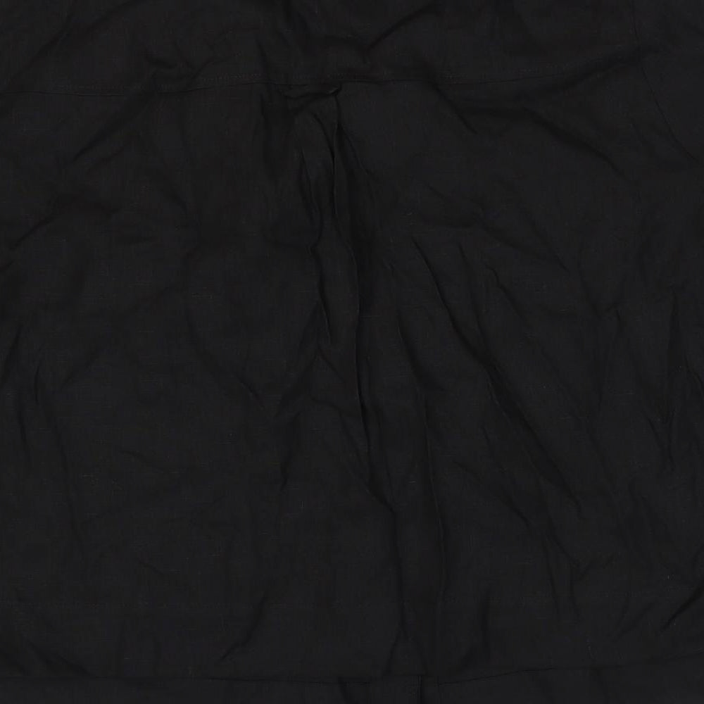 Autograph Womens Black Linen Basic Button-Up Size 18 Collared