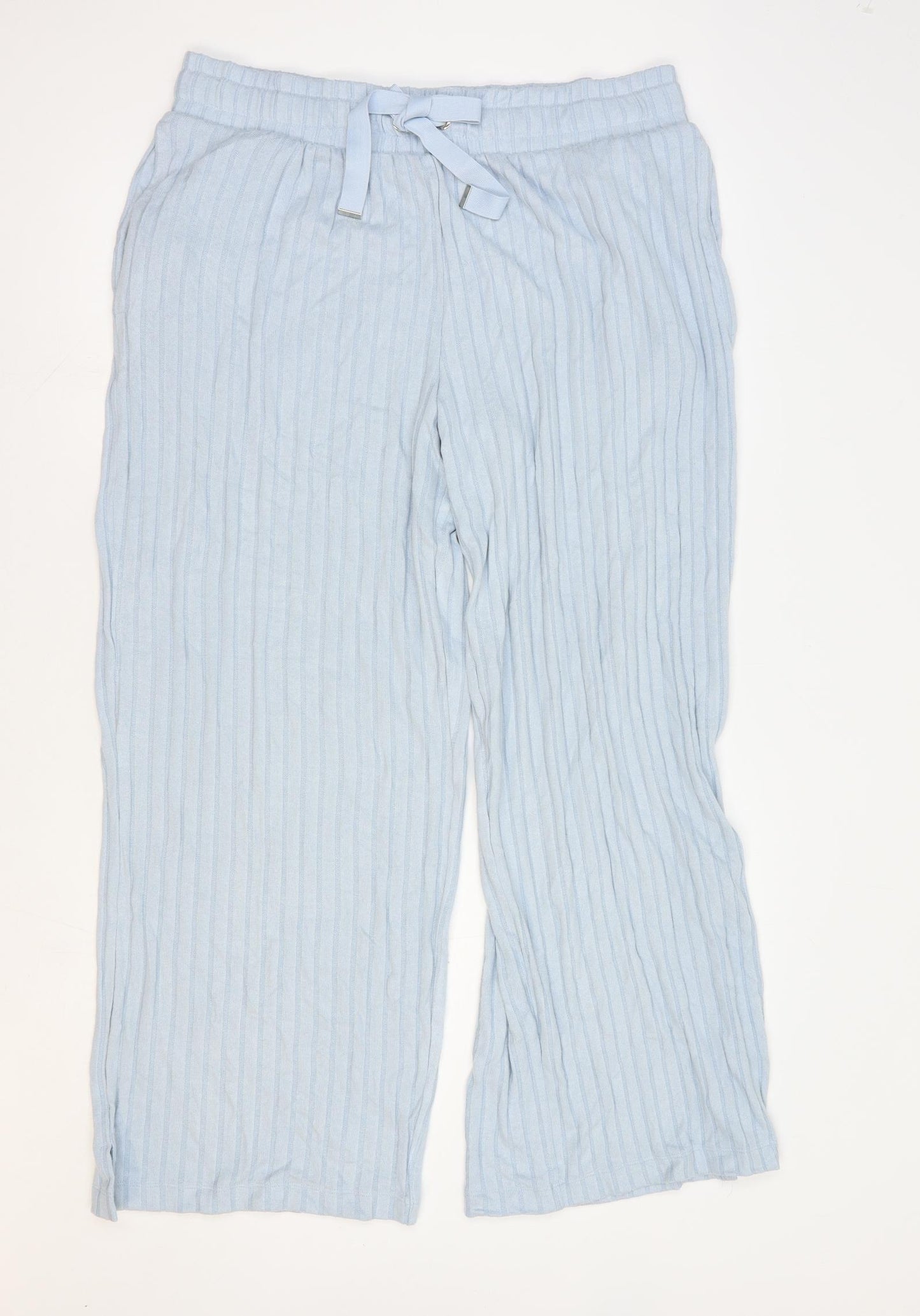 Marks and Spencer Womens Blue Viscose Sweatpants Trousers Size 16 L29 in Regular Drawstring - Lounge Pant