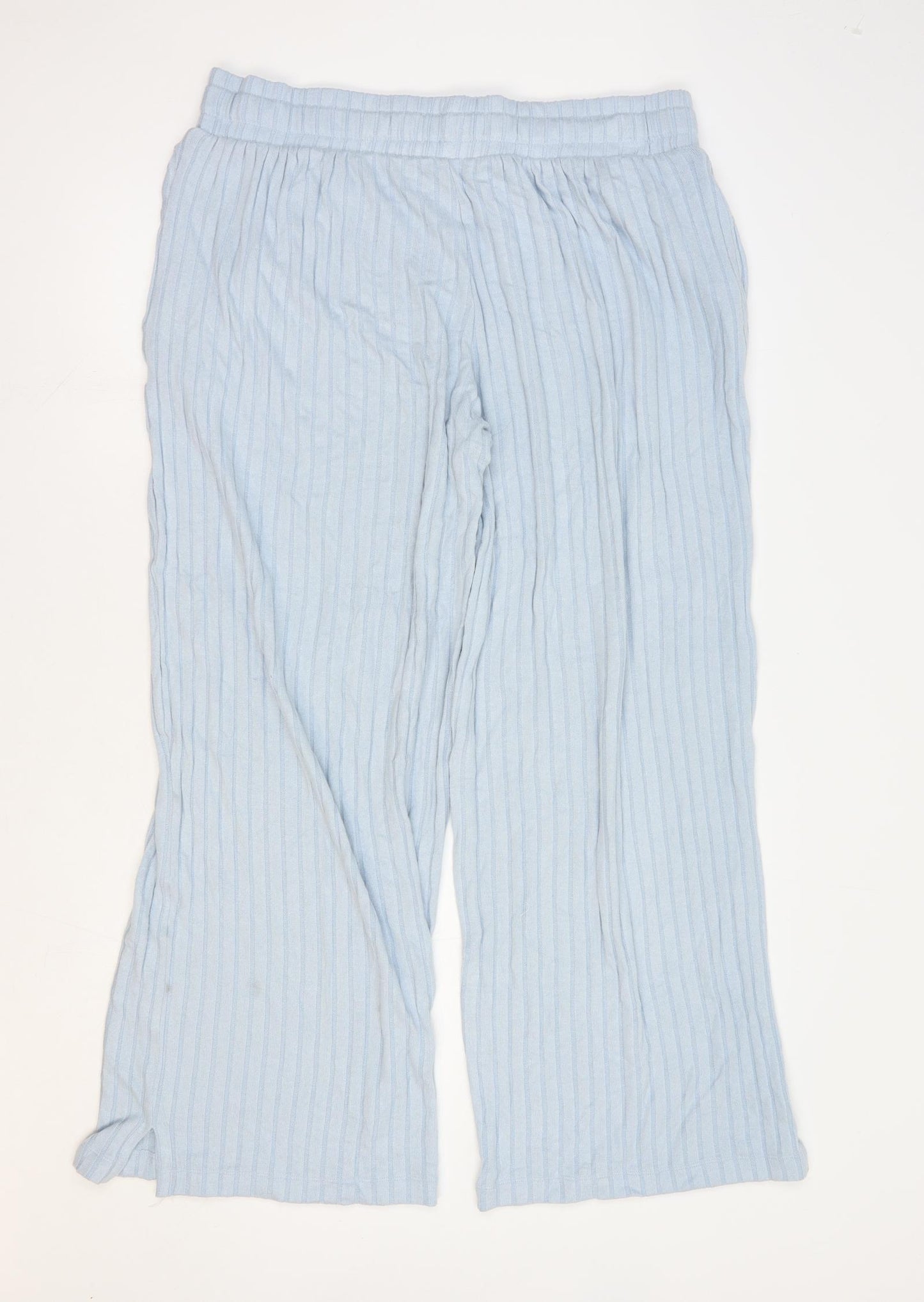 Marks and Spencer Womens Blue Viscose Sweatpants Trousers Size 16 L29 in Regular Drawstring - Lounge Pant