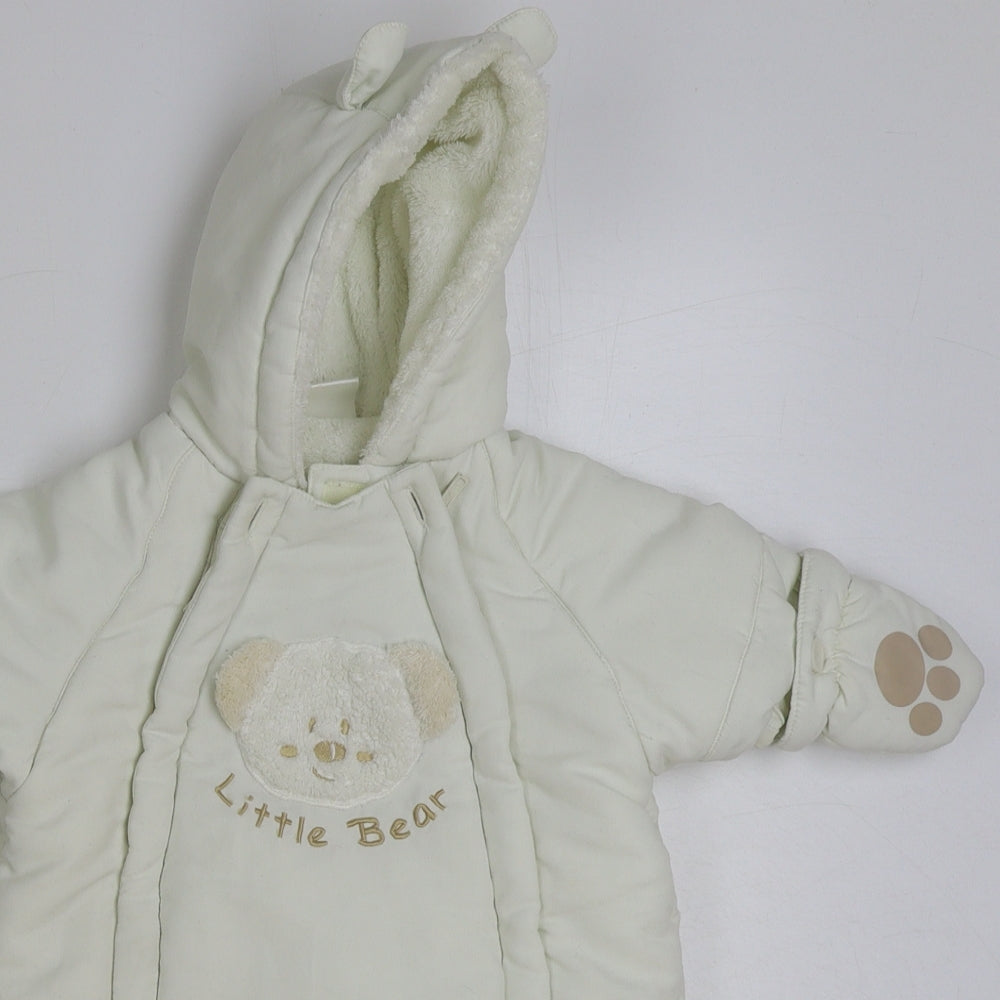 Ladybird Baby White Polyester Coverall Outfit/Set Size Newborn Snap - Little Bear