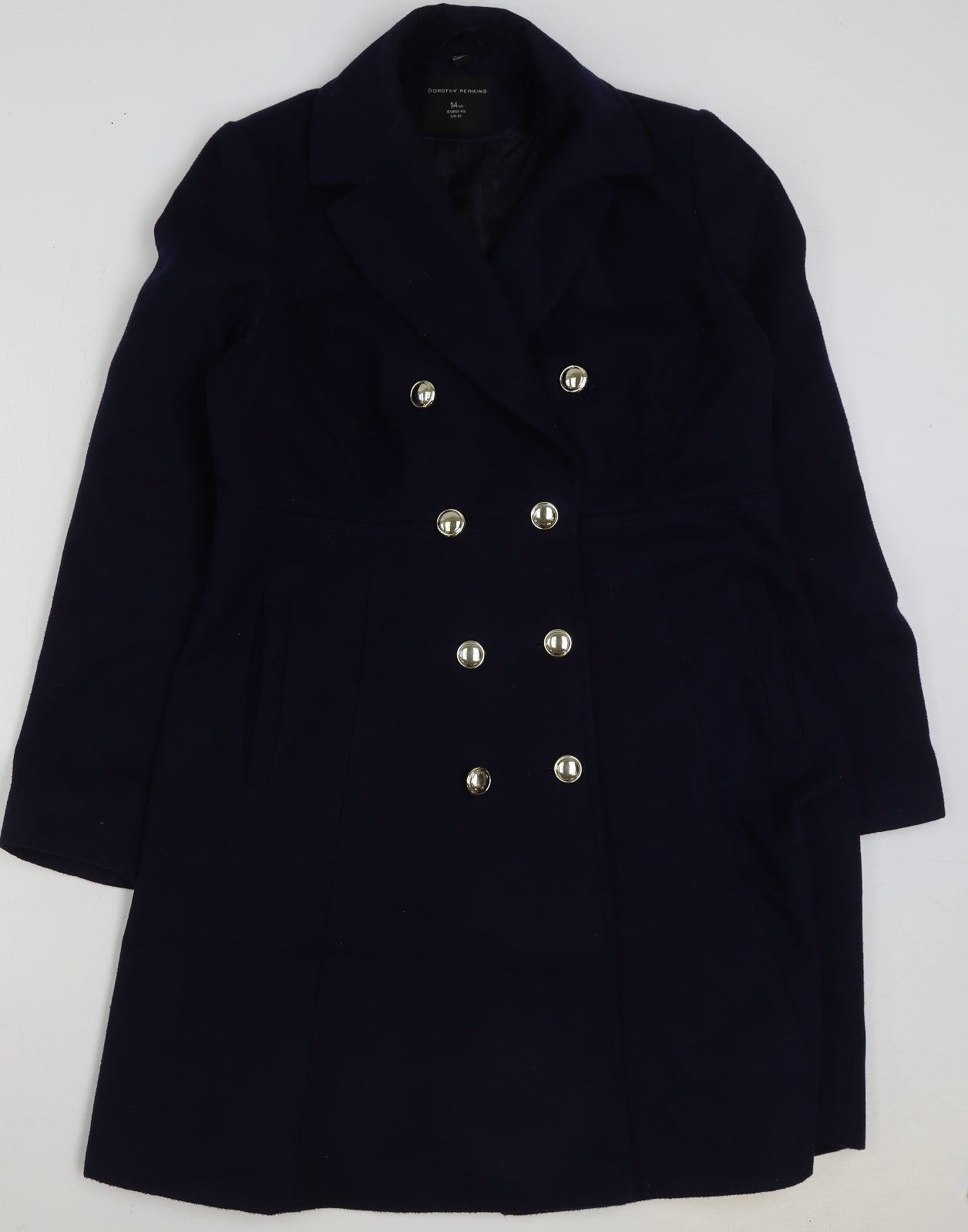 Dorothy Perkins Womens Blue Pea Coat Coat Size 14 Button