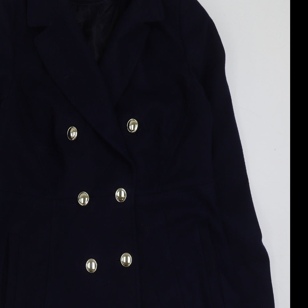 Dorothy Perkins Womens Blue Pea Coat Coat Size 14 Button