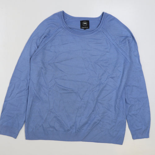 Ridge & Co Womens Blue Round Neck Acrylic Pullover Jumper Size 14