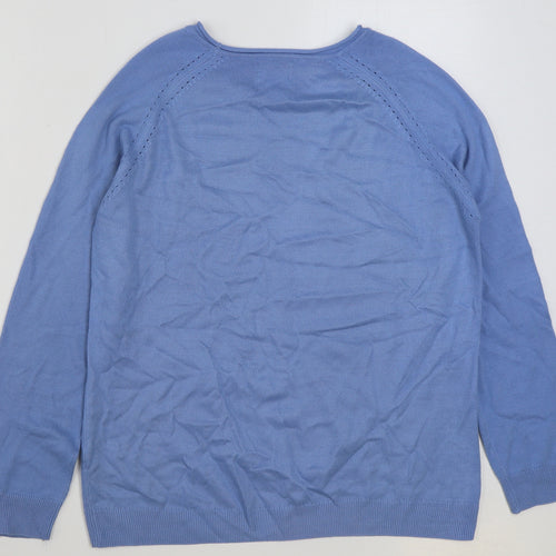 Ridge & Co Womens Blue Round Neck Acrylic Pullover Jumper Size 14