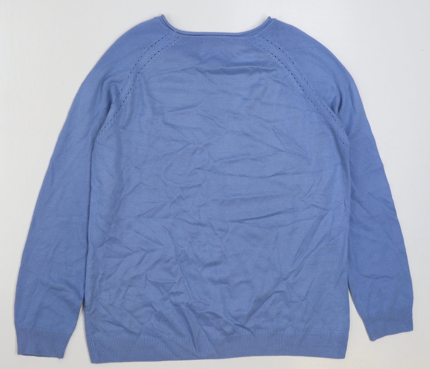 Ridge & Co Womens Blue Round Neck Acrylic Pullover Jumper Size 14