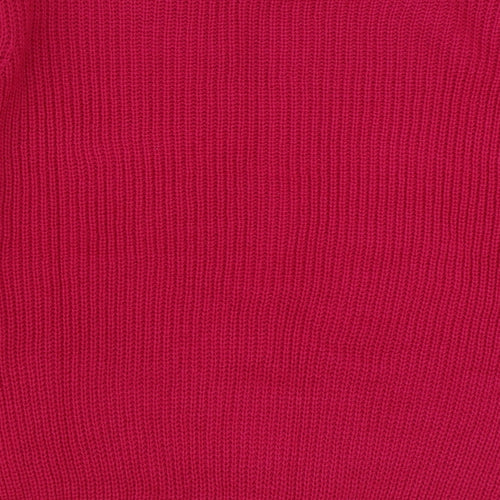 Tru Womens Pink Boat Neck Acrylic Pullover Jumper Size S