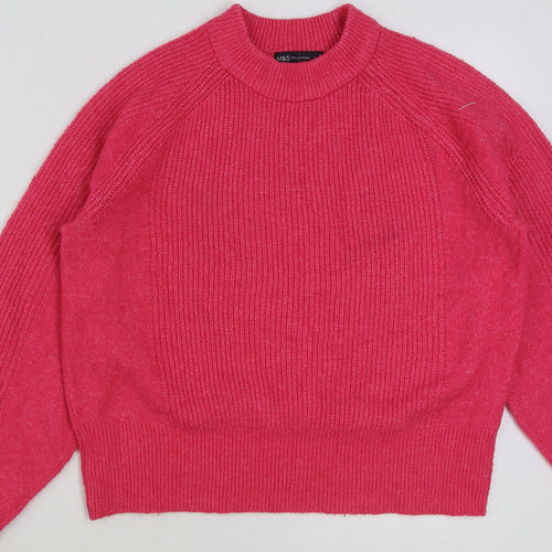 Marks and Spencer Womens Pink Round Neck Acrylic Pullover Jumper Size M