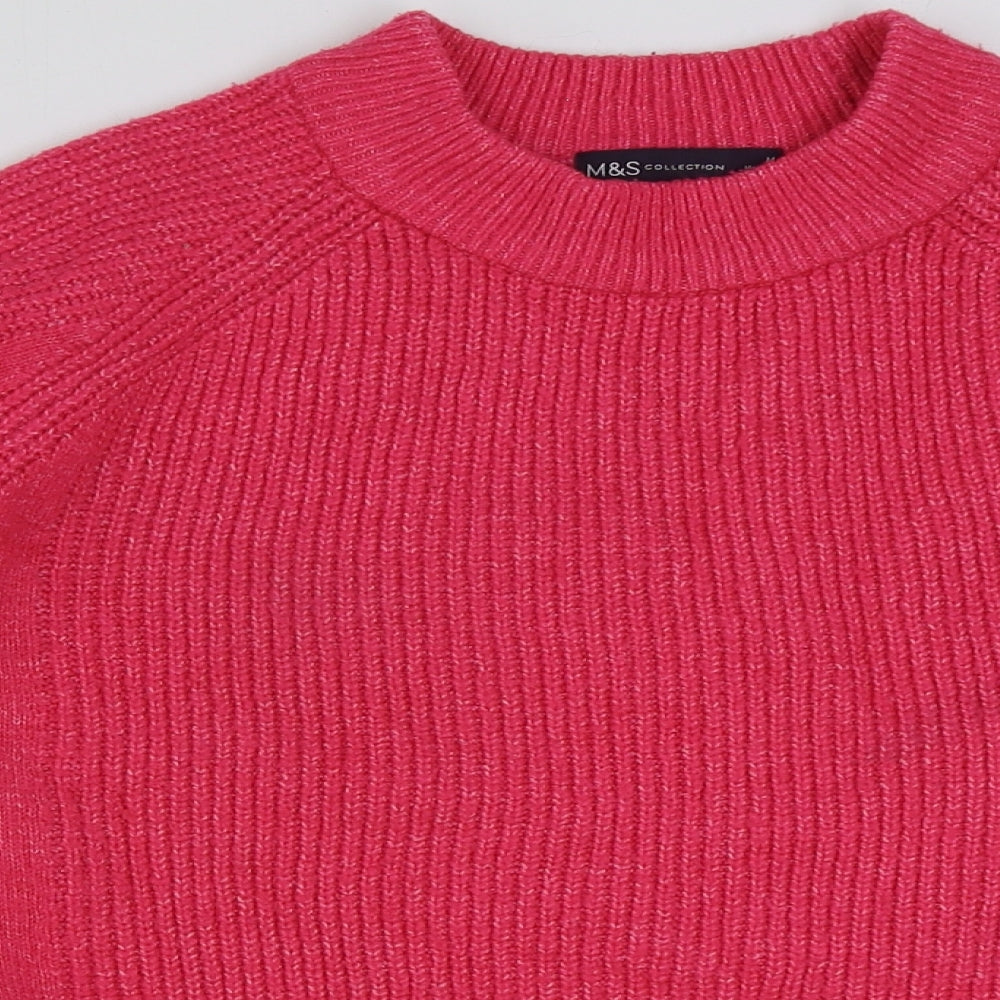 Marks and Spencer Womens Pink Round Neck Acrylic Pullover Jumper Size M