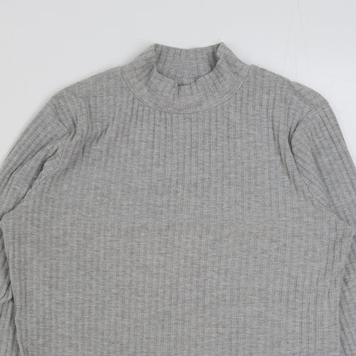 Matalan Womens Grey Polyester Basic T-Shirt Size 12 High Neck
