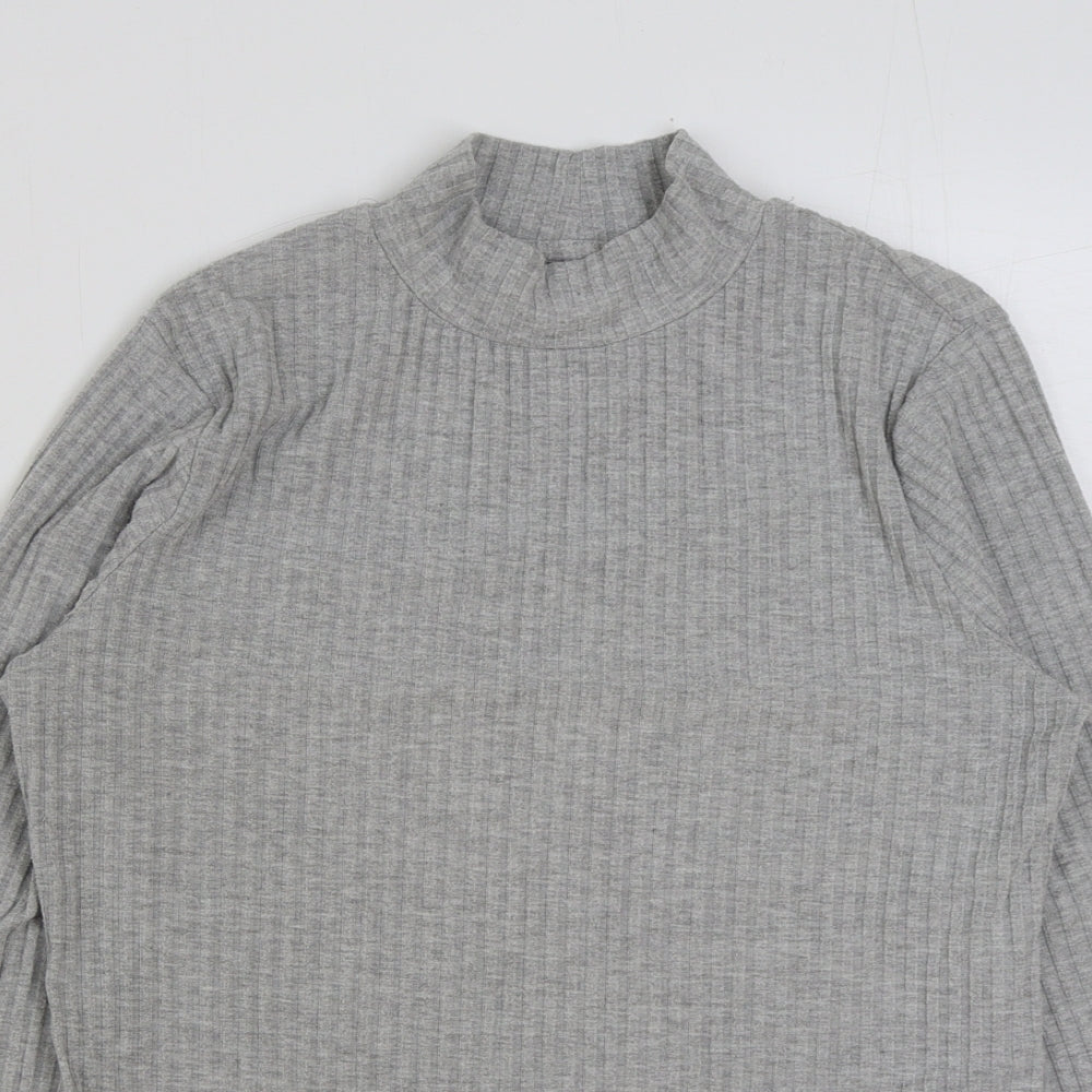 Matalan Womens Grey Polyester Basic T-Shirt Size 12 High Neck