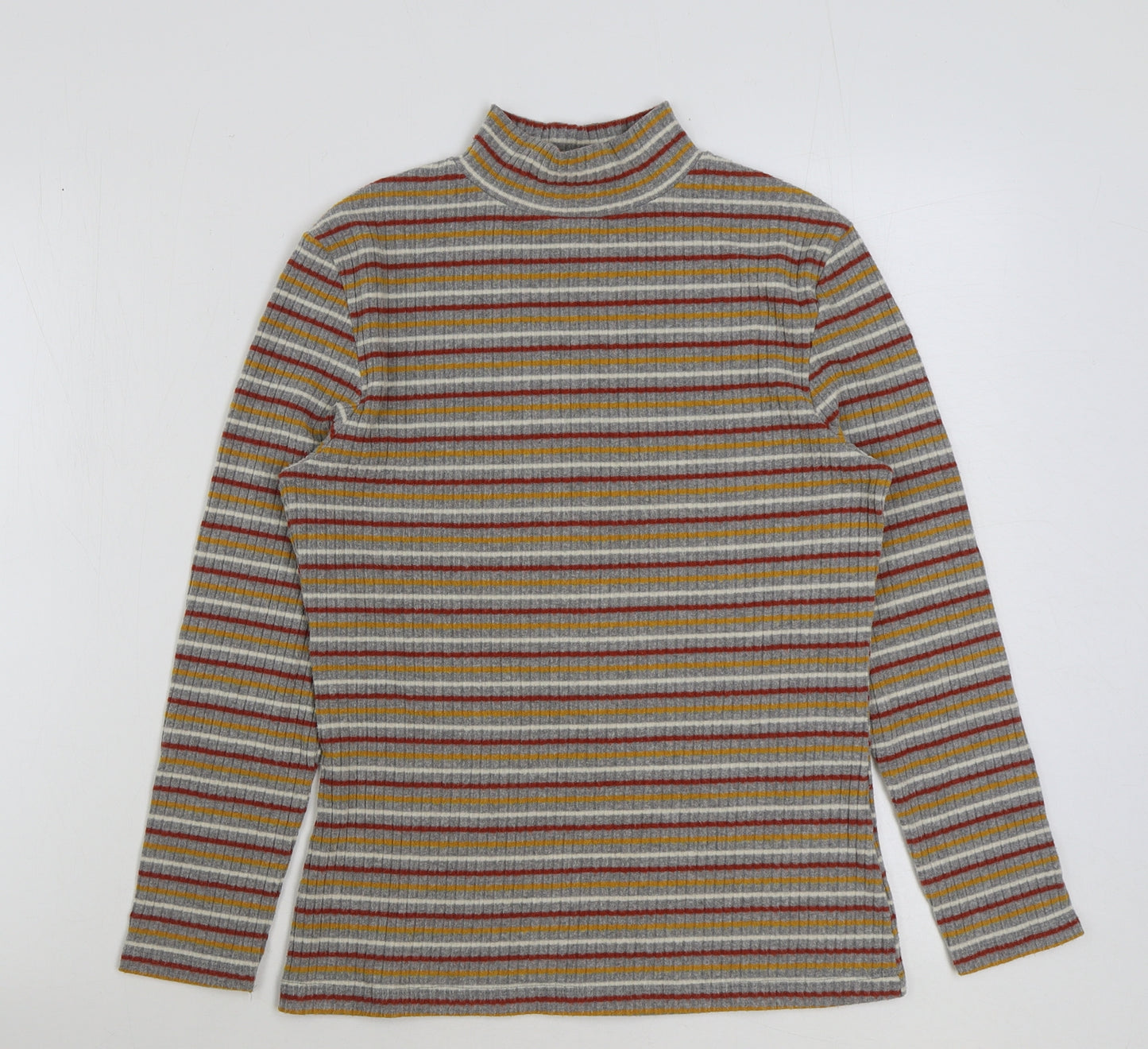 Matalan Womens Multicoloured Striped Polyester Basic T-Shirt Size 14 High Neck