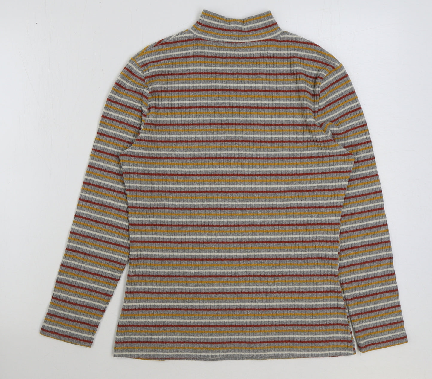 Matalan Womens Multicoloured Striped Polyester Basic T-Shirt Size 14 High Neck