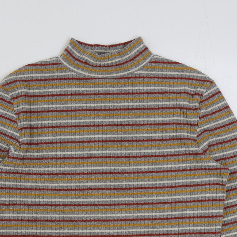 Matalan Womens Multicoloured Striped Polyester Basic T-Shirt Size 14 High Neck