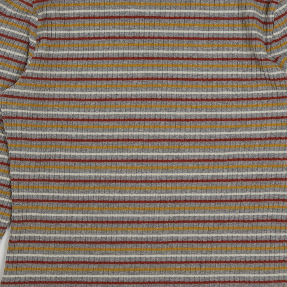 Matalan Womens Multicoloured Striped Polyester Basic T-Shirt Size 14 High Neck