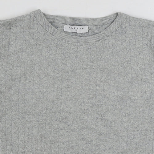 Matalan Womens Grey Round Neck Viscose Pullover Jumper Size 12