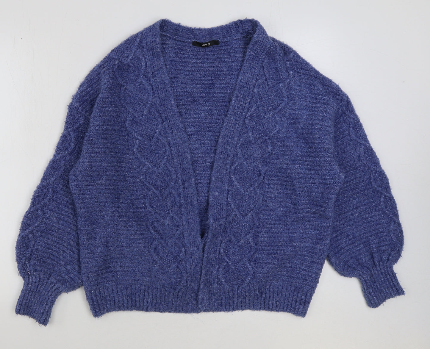 George Womens Blue V-Neck 100% Cotton Cardigan Jumper Size M