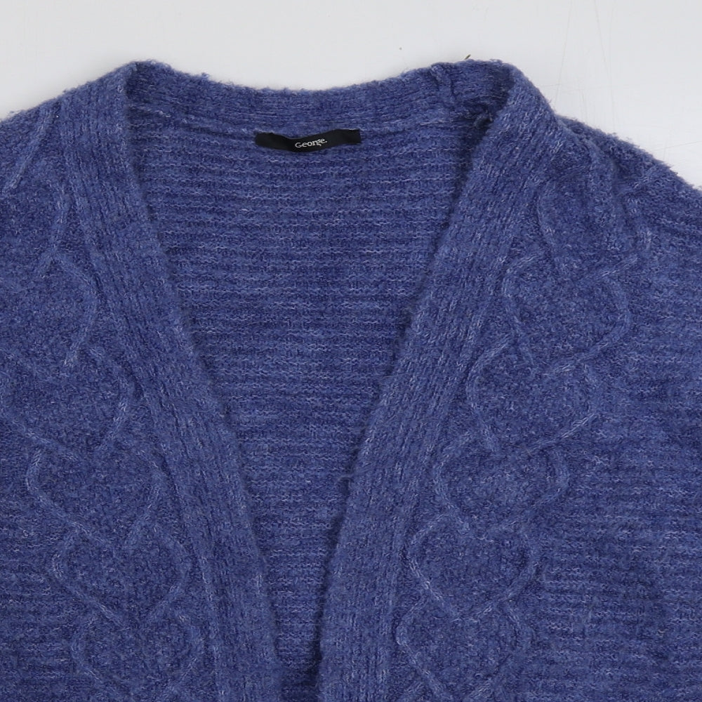George Womens Blue V-Neck 100% Cotton Cardigan Jumper Size M