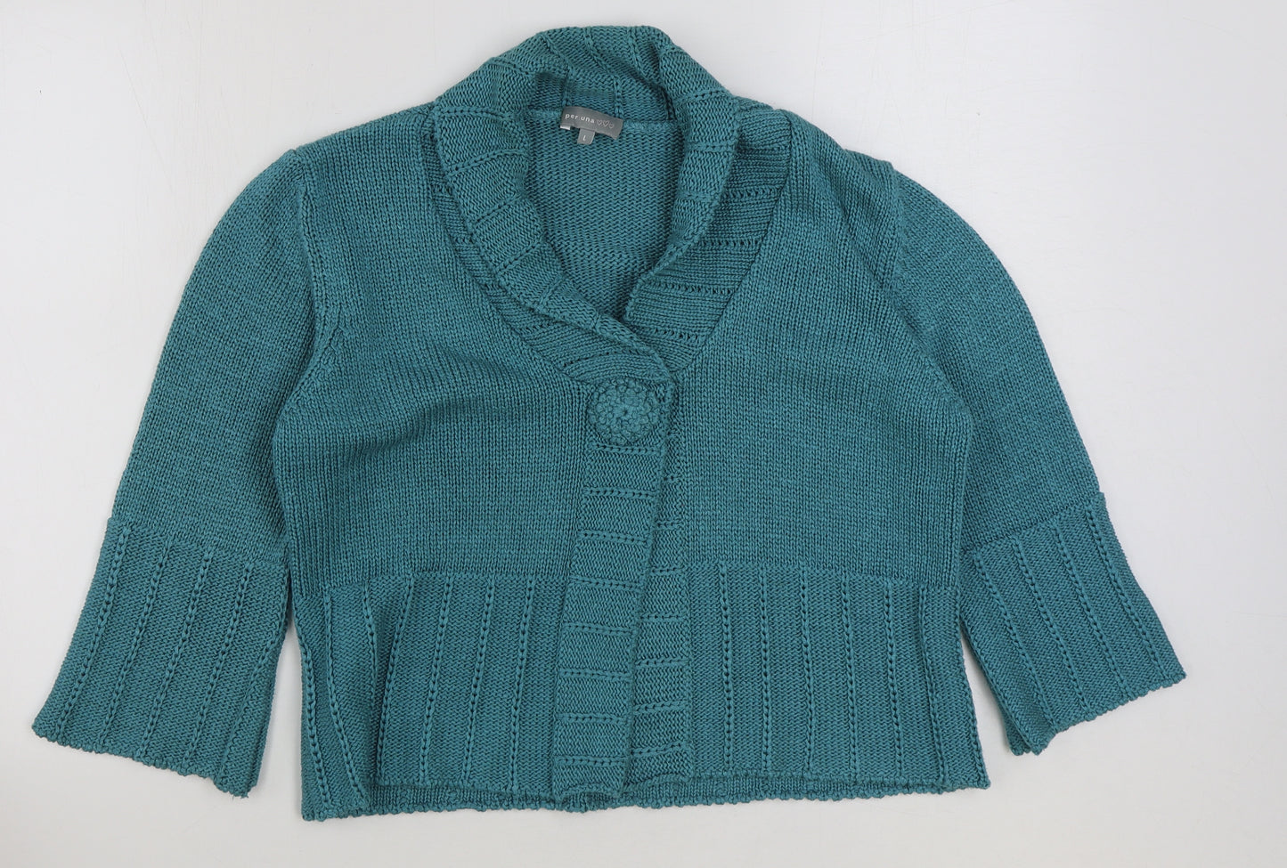 Per Una Womens Blue V-Neck Acrylic Cardigan Jumper Size L