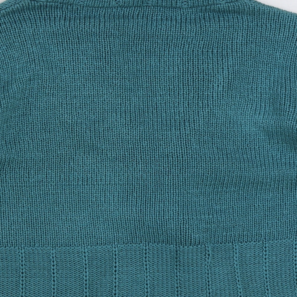 Per Una Womens Blue V-Neck Acrylic Cardigan Jumper Size L