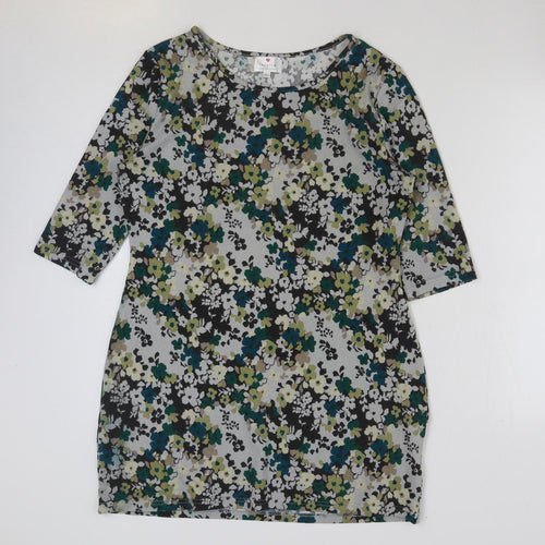 Inspire Womens Multicoloured Floral Polyester Tunic T-Shirt Size M Round Neck