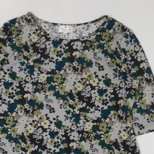 Inspire Womens Multicoloured Floral Polyester Tunic T-Shirt Size M Round Neck