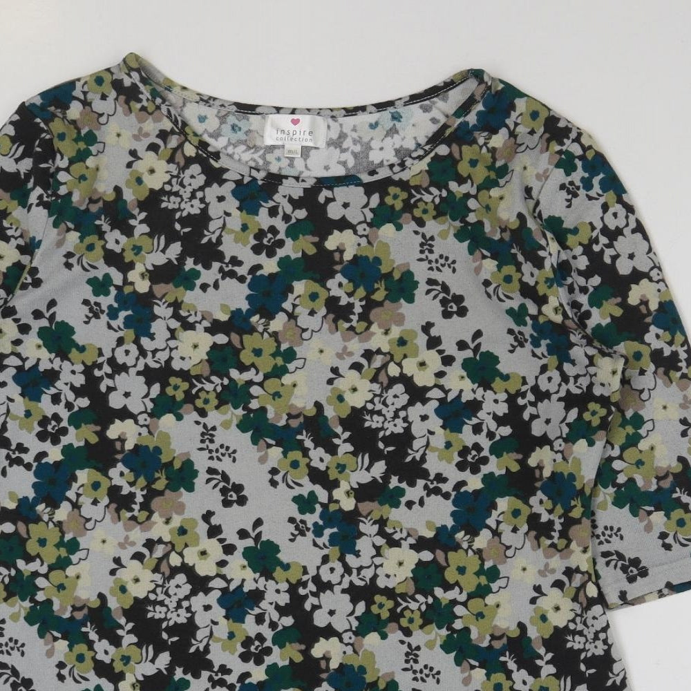 Inspire Womens Multicoloured Floral Polyester Tunic T-Shirt Size M Round Neck