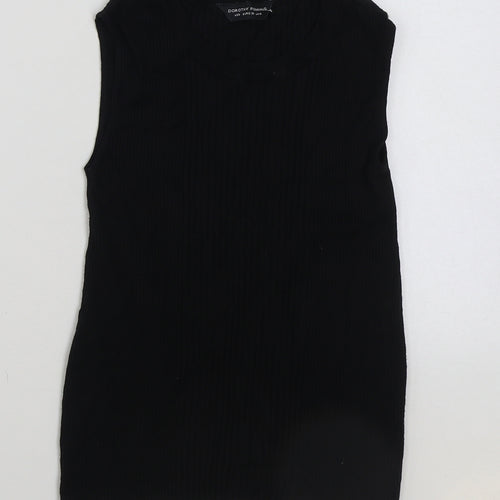 Dorothy Perkins Womens Black Polyester Basic Tank Size 10 Round Neck