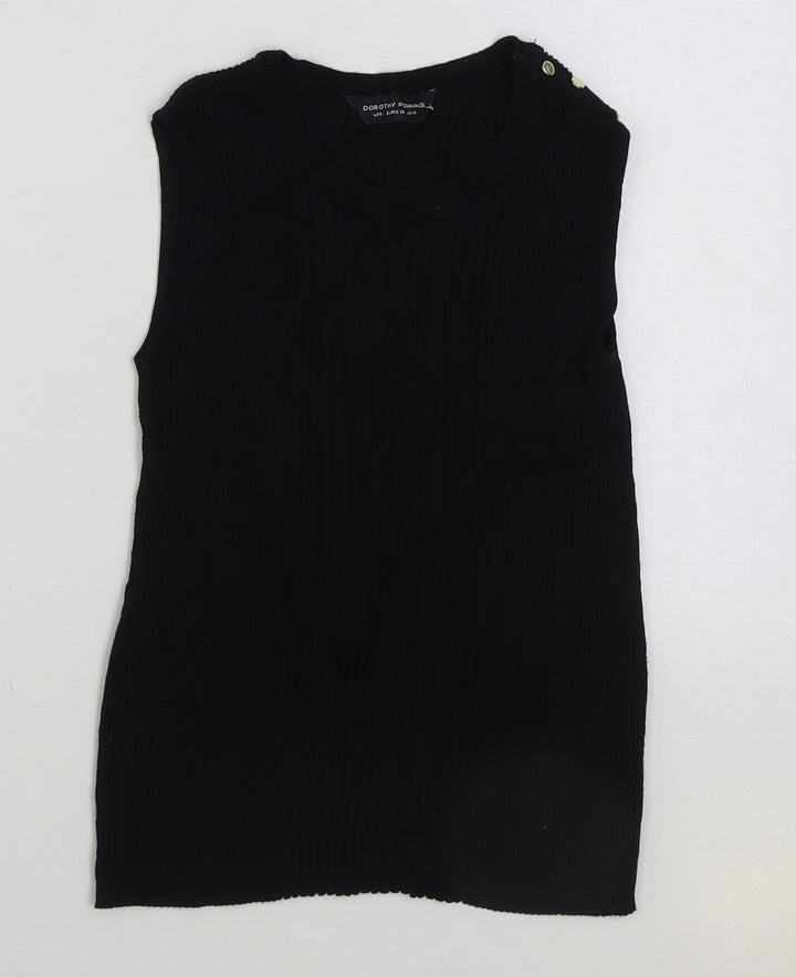 Dorothy Perkins Womens Black Polyester Basic Tank Size 10 Round Neck