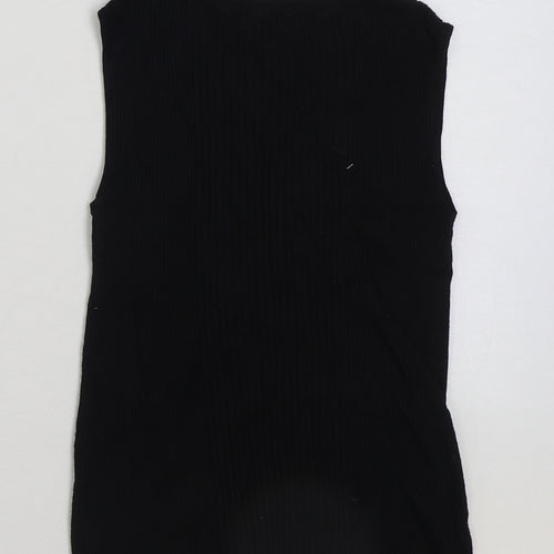 Dorothy Perkins Womens Black Polyester Basic Tank Size 10 Round Neck
