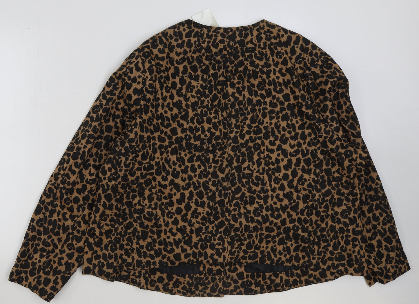 Anthology Womens Brown Animal Print Jacket Blazer Size 26 Hook & Eye - Leopard Print