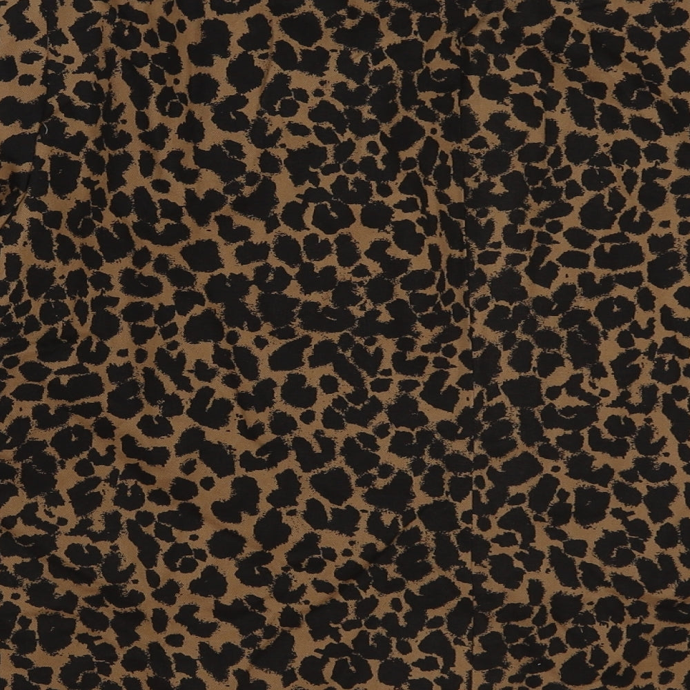 Anthology Womens Brown Animal Print Jacket Blazer Size 26 Hook & Eye - Leopard Print