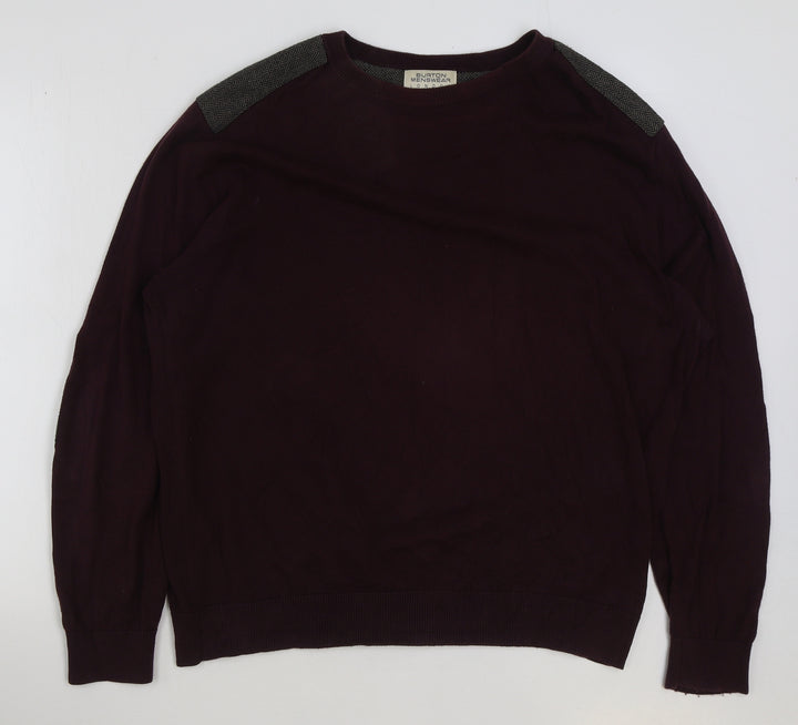 Burton Mens Red Round Neck Acrylic Pullover Jumper Size XL