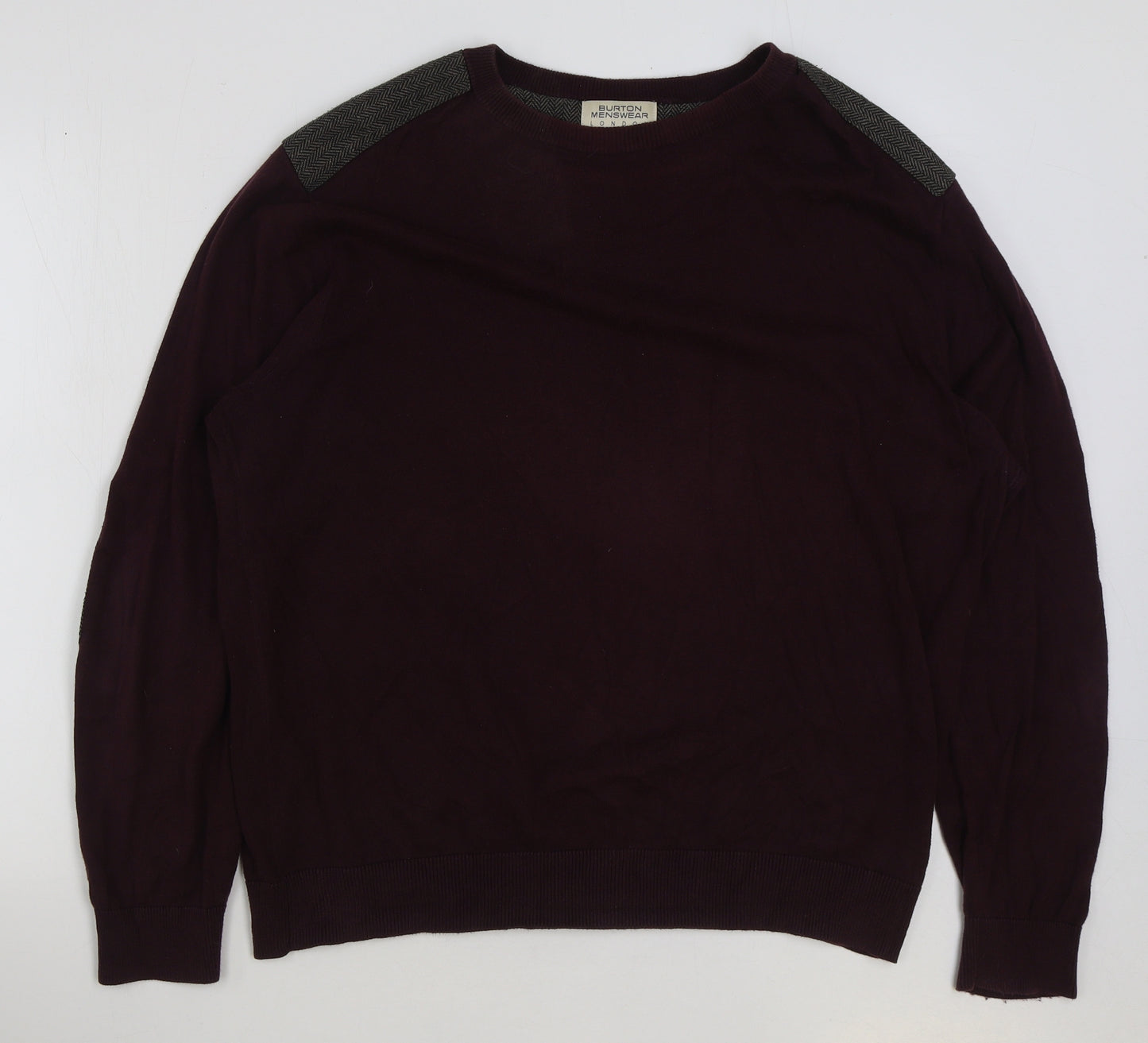 Burton Mens Red Round Neck Acrylic Pullover Jumper Size XL