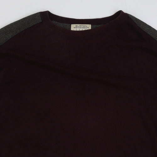 Burton Mens Red Round Neck Acrylic Pullover Jumper Size XL