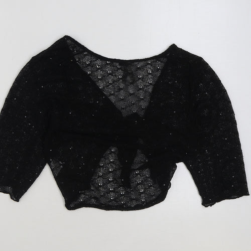 INTUITION Womens Black V-Neck Polyester Cardigan Jumper Size M