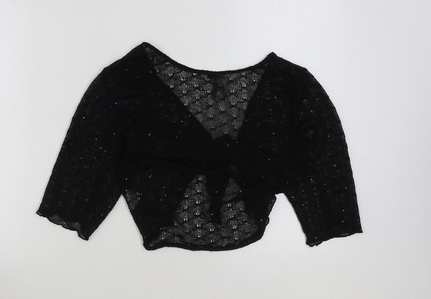 INTUITION Womens Black V-Neck Polyester Cardigan Jumper Size M