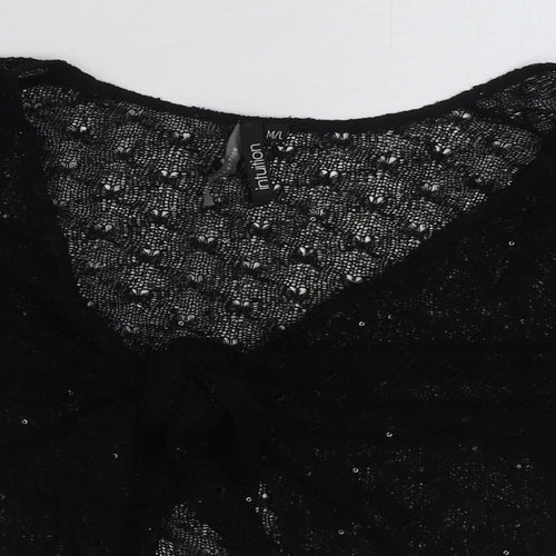 INTUITION Womens Black V-Neck Polyester Cardigan Jumper Size M