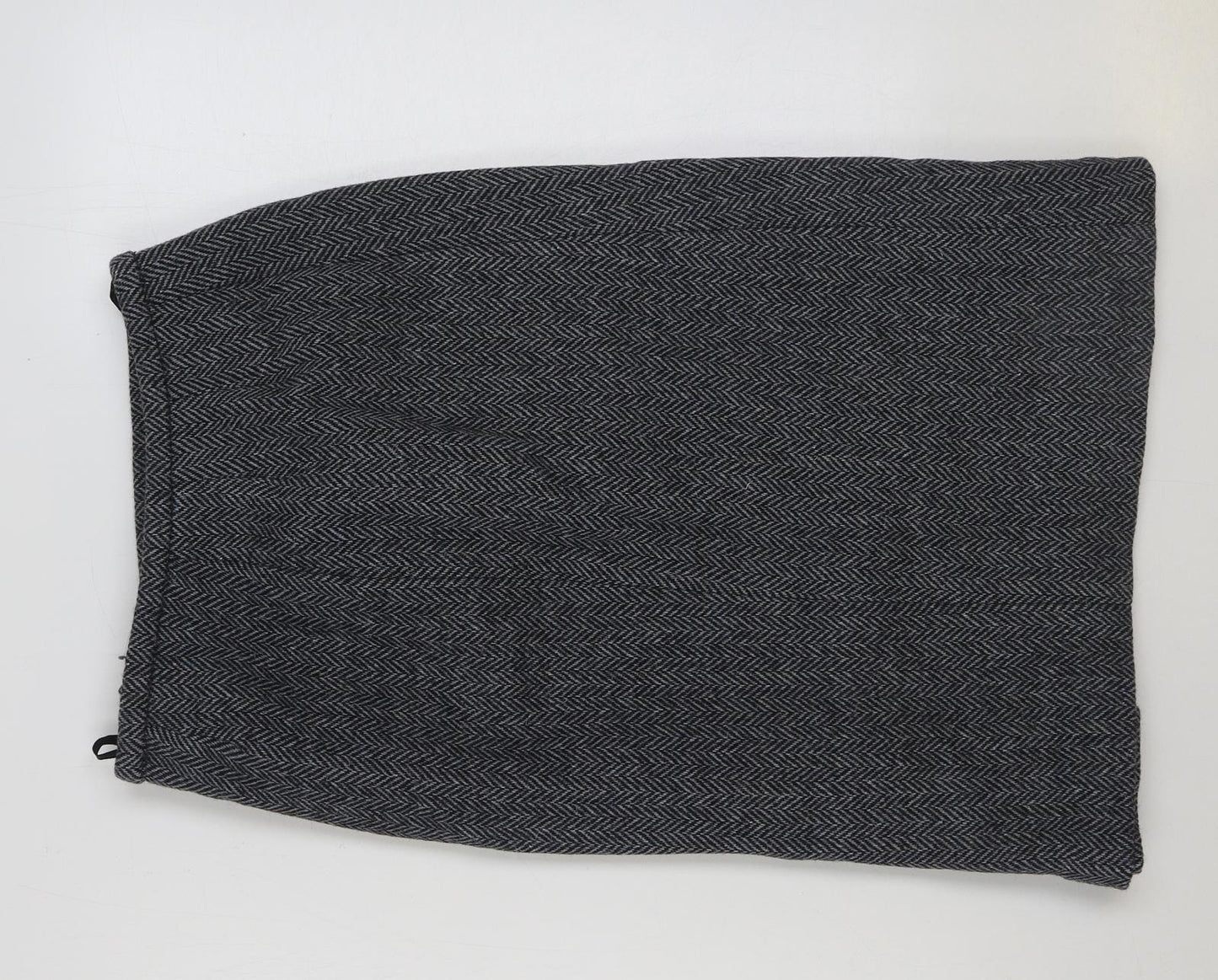 Preworn Womens Grey Herringbone Polyester A-Line Skirt Size 28 in Zip