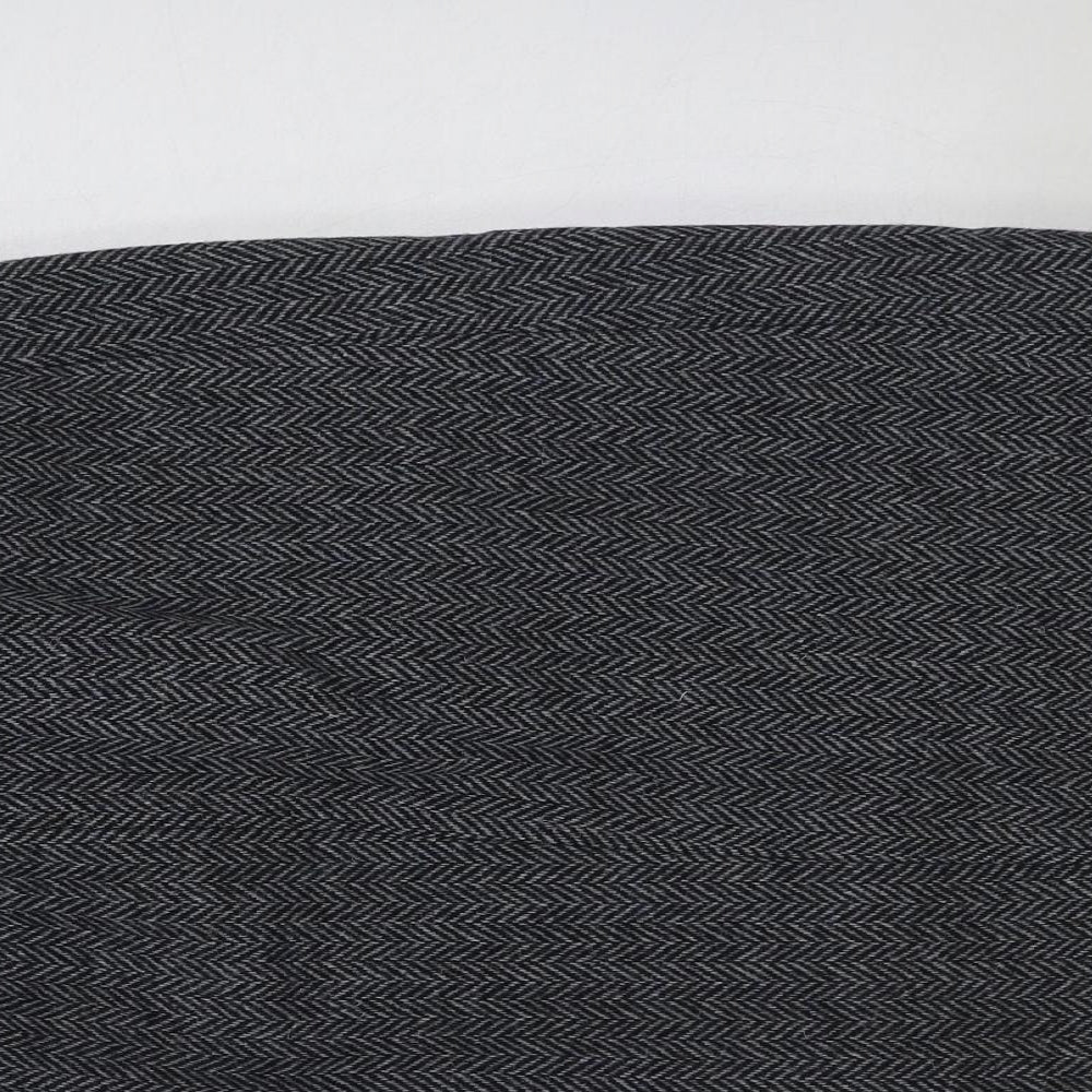 Preworn Womens Grey Herringbone Polyester A-Line Skirt Size 28 in Zip