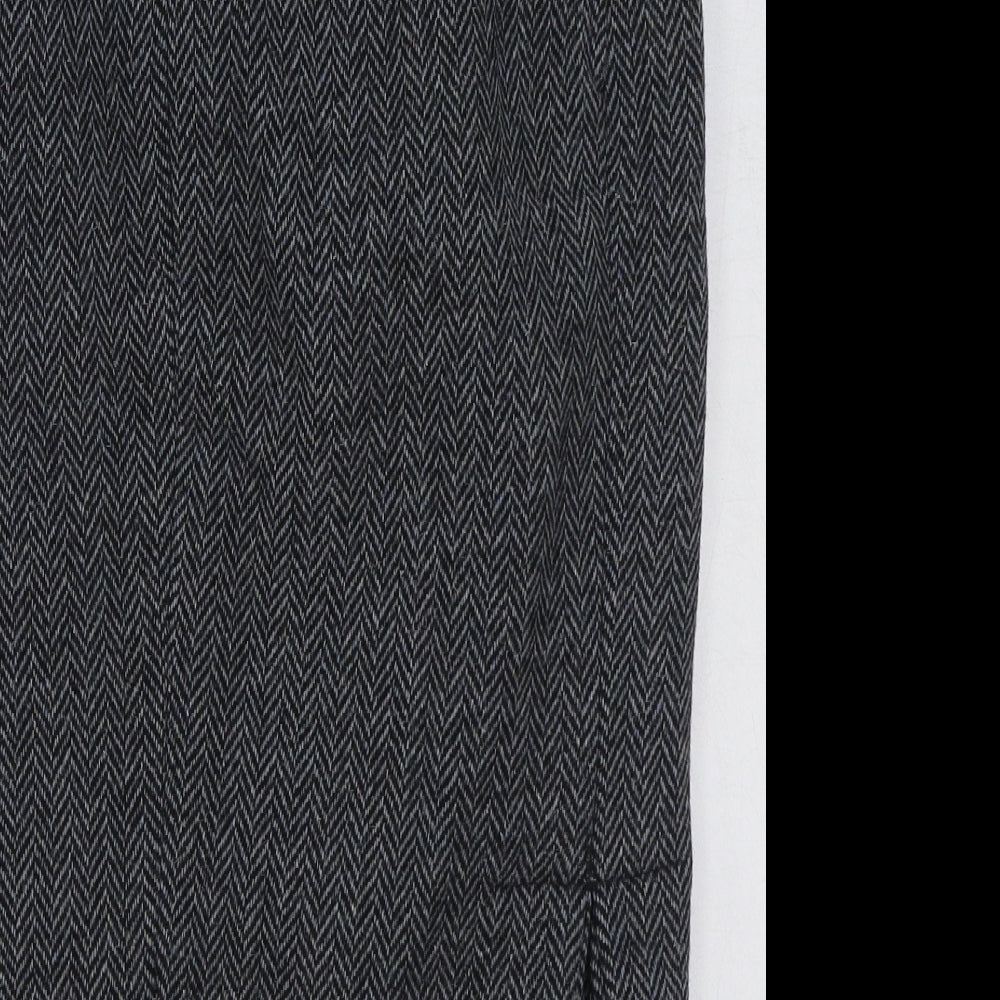 Preworn Womens Grey Herringbone Polyester A-Line Skirt Size 28 in Zip