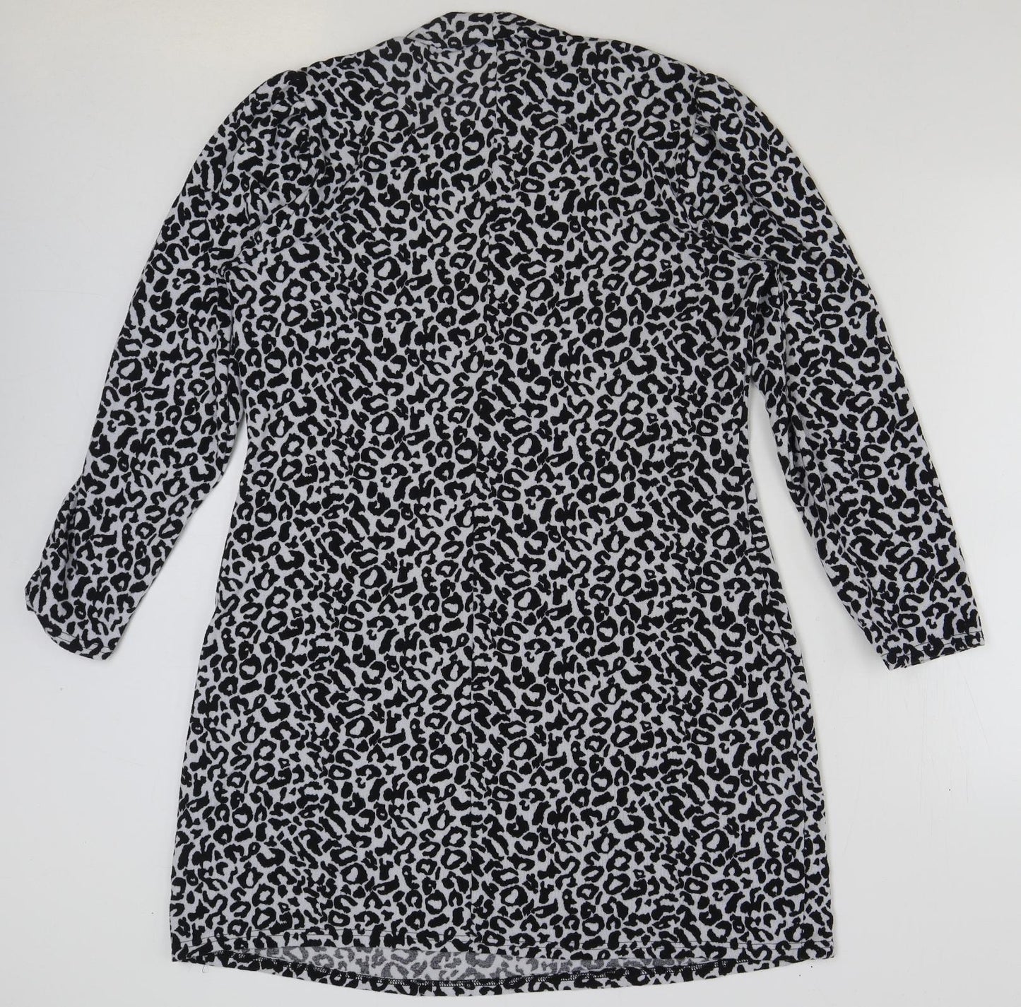 George Womens Black Animal Print Polyester A-Line Size 16 Round Neck Pullover