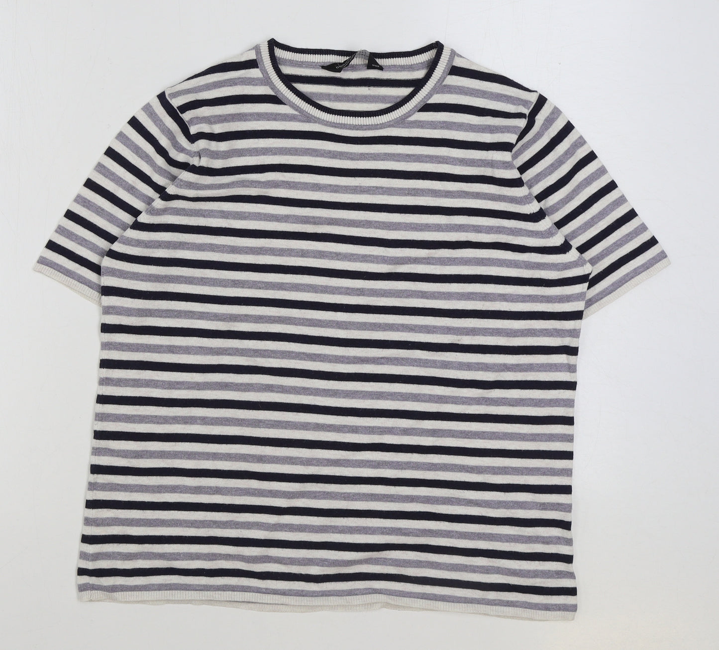 Dorothy Perkins Womens Multicoloured Striped Polyester Basic T-Shirt Size 16 Round Neck
