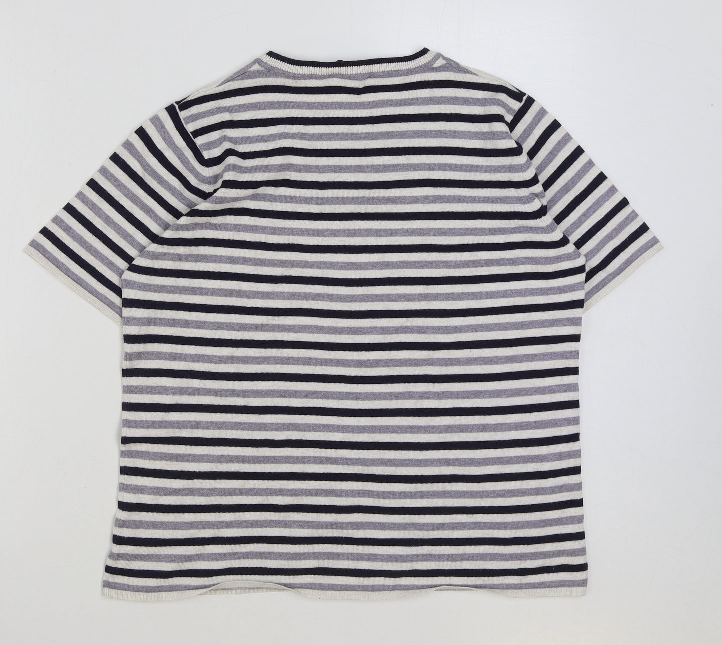 Dorothy Perkins Womens Multicoloured Striped Polyester Basic T-Shirt Size 16 Round Neck