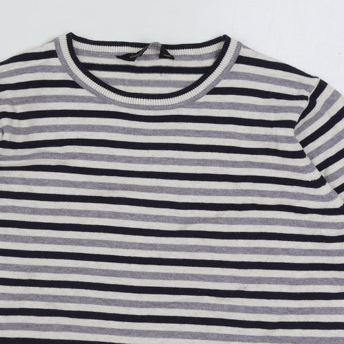 Dorothy Perkins Womens Multicoloured Striped Polyester Basic T-Shirt Size 16 Round Neck
