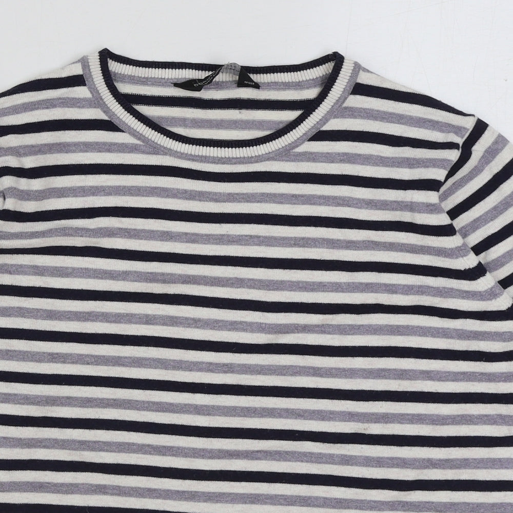 Dorothy Perkins Womens Multicoloured Striped Polyester Basic T-Shirt Size 16 Round Neck