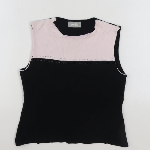 Wallis Womens Multicoloured Colourblock Polyester Basic Tank Size 12 Round Neck