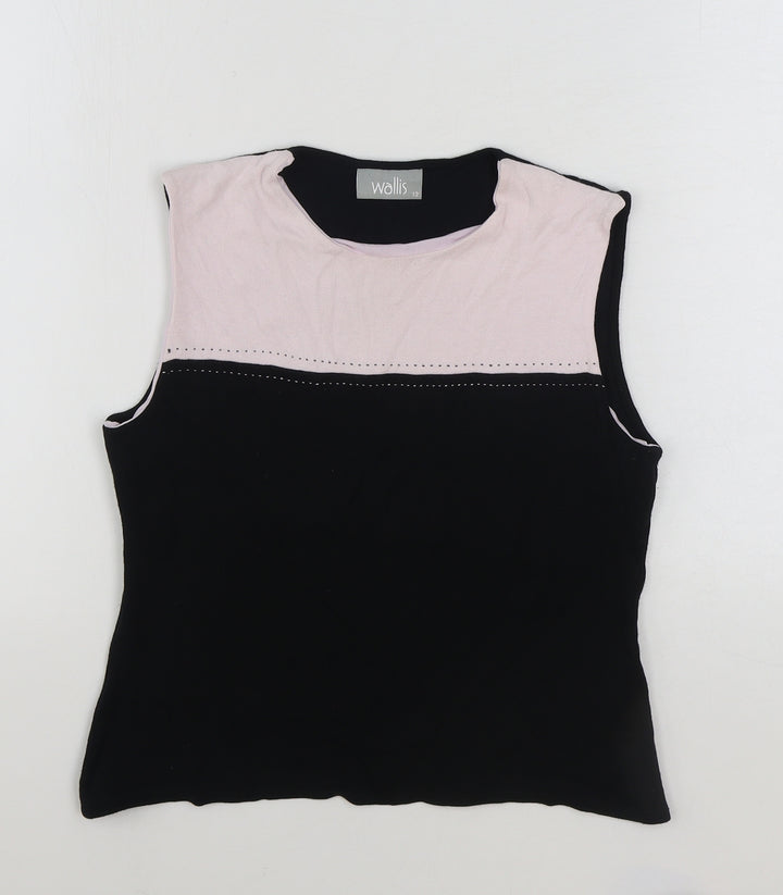Wallis Womens Multicoloured Colourblock Polyester Basic Tank Size 12 Round Neck