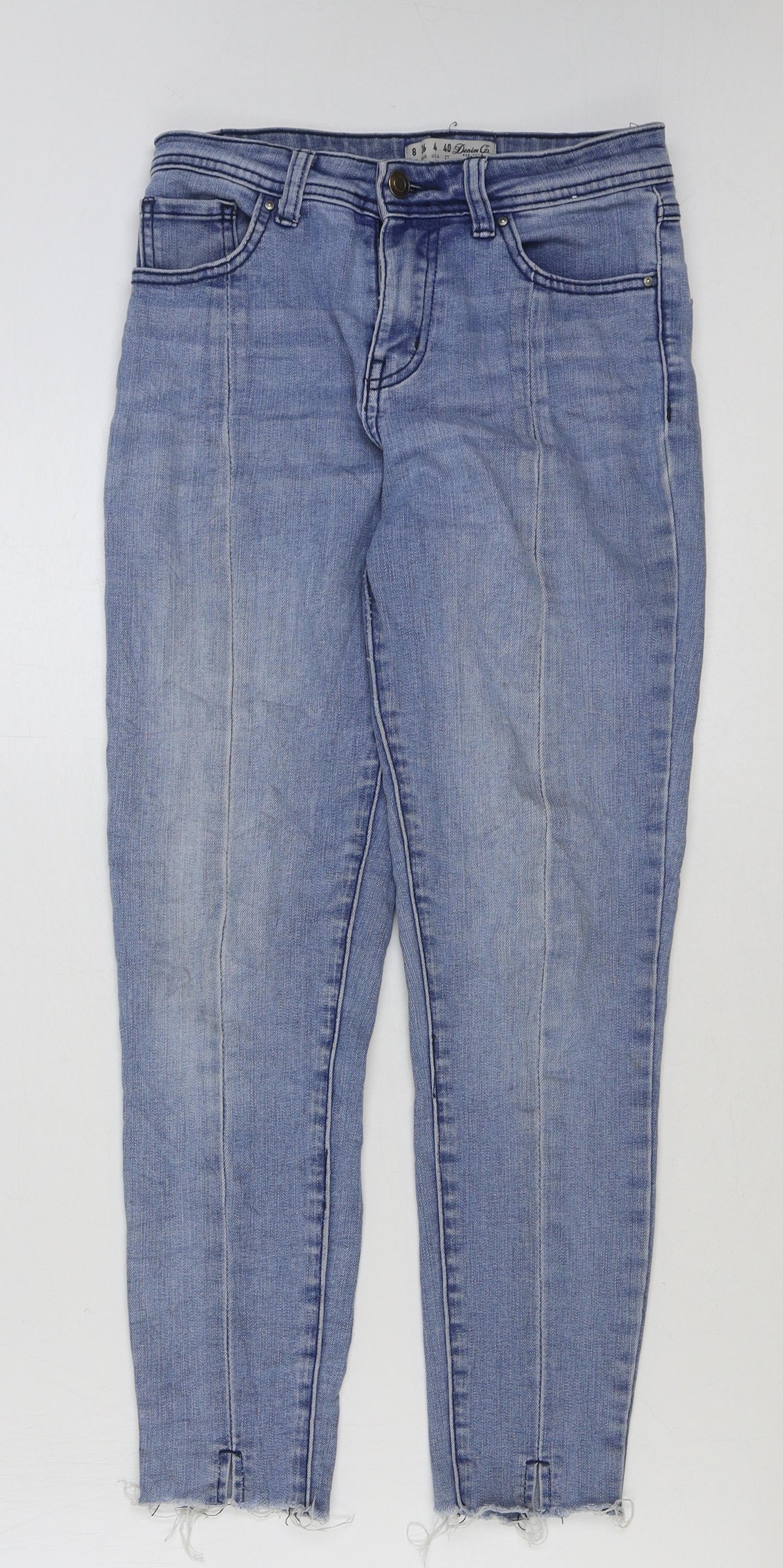 Denim & Co. Womens Blue Cotton Skinny Jeans Size 8 L25 in Regular Button